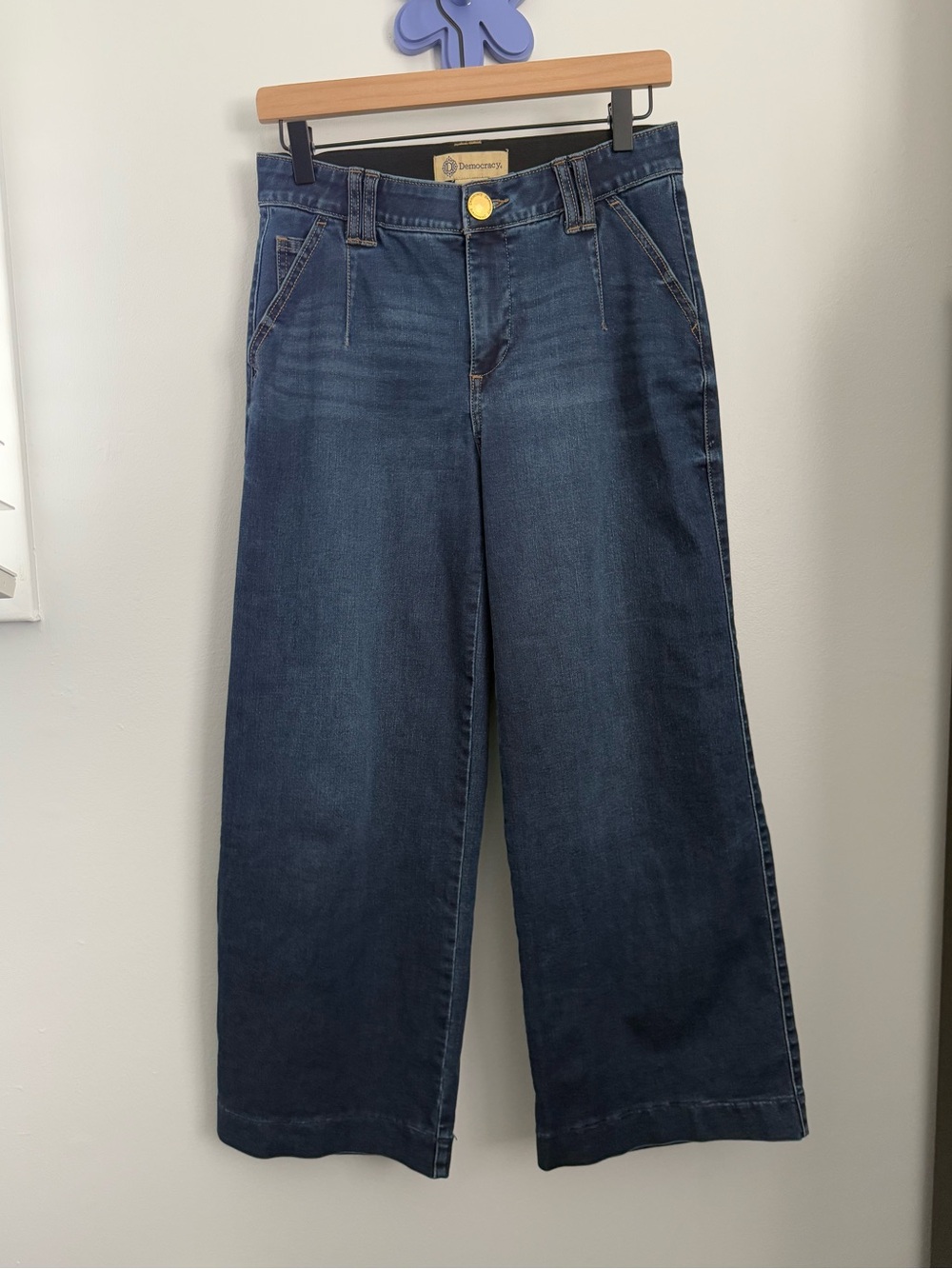 Democracy 2 Skyrise Wide Leg Ankle Jeans Dark Medium Wash